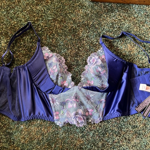 blue corset designed with hummingbirds + flowers💙 - Picture 3 of 4